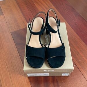 Madewell | heeled platform sandals in suede | size: 7.5